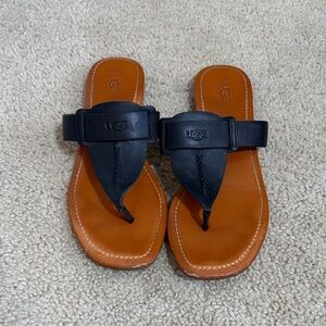 UGG Black and Brown Leather Sandals